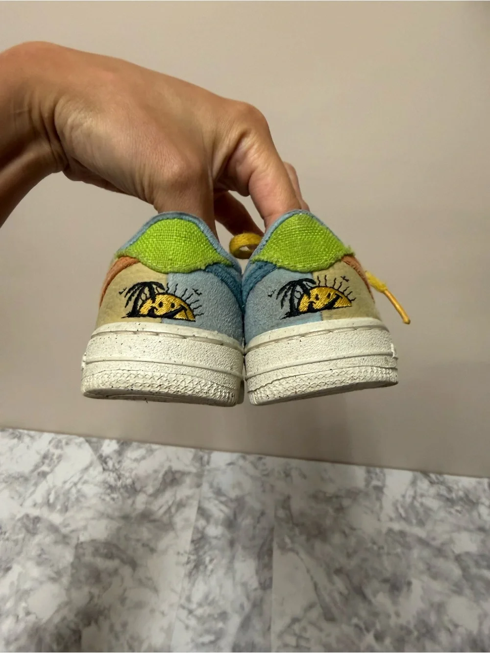 Nike Kids Pastel Multicolor Sneakers with Mustard Laces